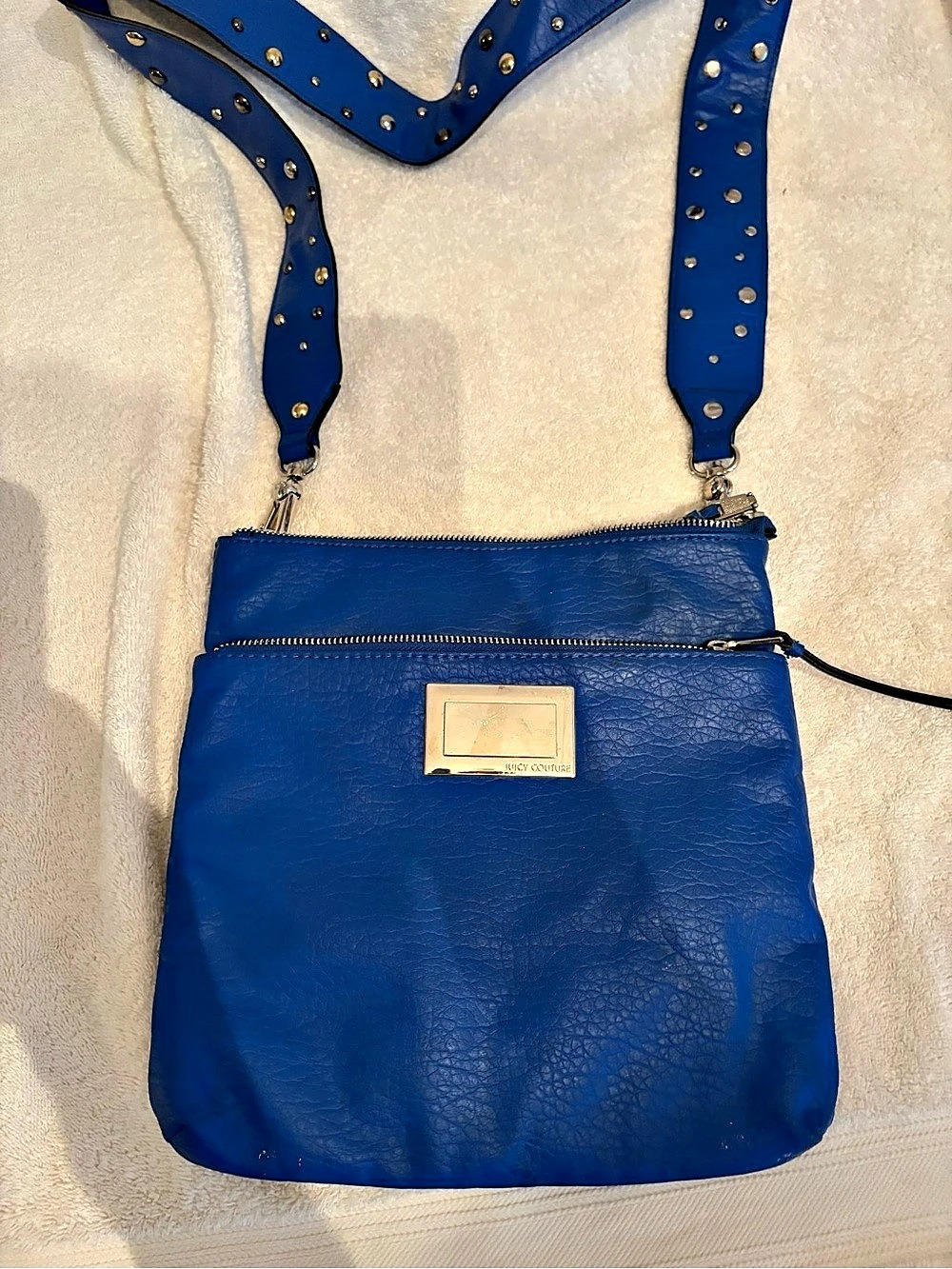 Juicy Couture Blue & Black Studded Crossbody Bag